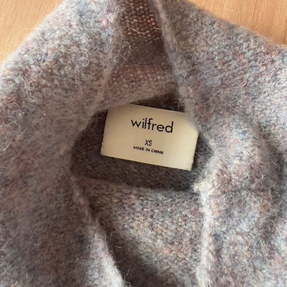 Wilfred Aritzia wool blend sweater XS cropped mock neck gray bow mohair viscose - Picture 5 of 6